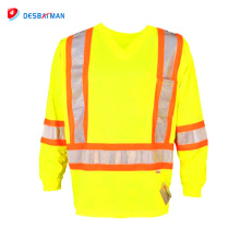 3M Orange Reflective Tape Safety T Shirt, alta visibilidad de seguridad reflectante Polo Work Dry Fit T-shirt